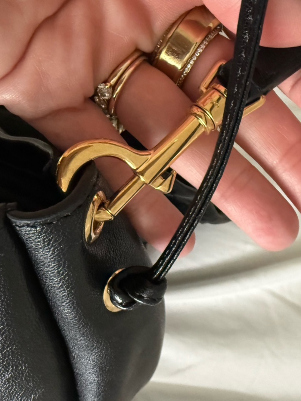 Celine Black Leather halfmoon Shoulder/crossbody Bag with Gold Triomphe logo - Picture 7 of 11